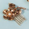 2PCS Gold Small Side Hair Combs for Women Wedding Decorative, Retro Pearl Metal Hair Comb Clips Crystal Bridal Hair Piece Pins for Wedding Accessories