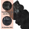Seamless Clip in Hair Extensions Remy Human Hair, 12 Inch Natural Black Body Wave, Real Human Hair Extensions Invisible PU Clip Ins Skin Weft 90g 7pcs