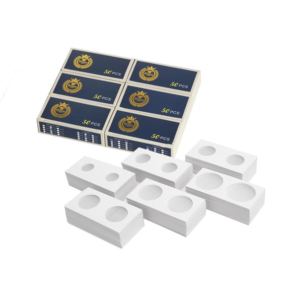 Boen 300PCS Coin Flips in 6 Sizes Cardboard Coin Holders for Colletors 2x2 inch Coin Cardboard Coin Flips for Coin Collection