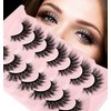 Cat Eye Lashes, Mink Cat Eye Eyelashes 7 Pairs Lashes Wispy Fluffy 18mm Natural Look 3D Volume D Curl Strip Lashes Pack
