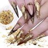 Holographic Gold Glitters Nail Art Sequins 3D Glitter Nail Flakes Decoration for Women Girls Manicure Tips DIY Acrylic Nails Supplies Shining Nail Art Design Nail Art Accessories (8 Boxes)