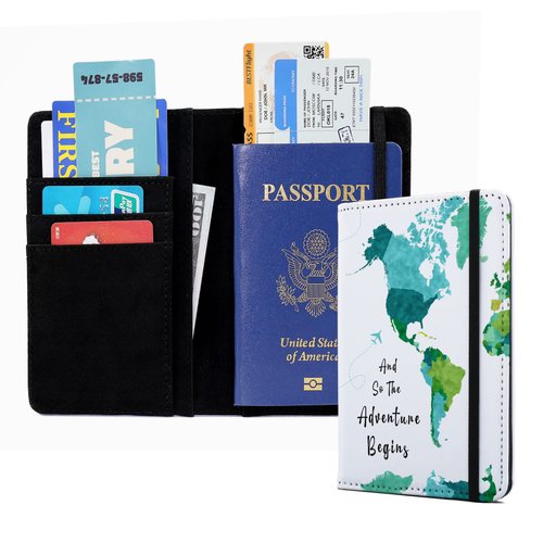 Passport Book Holder,Passport Wallet for Men Mr and Mrs Passport Holder for Women Passport Cover World Map Passport Case for Couples Passport Books Holder