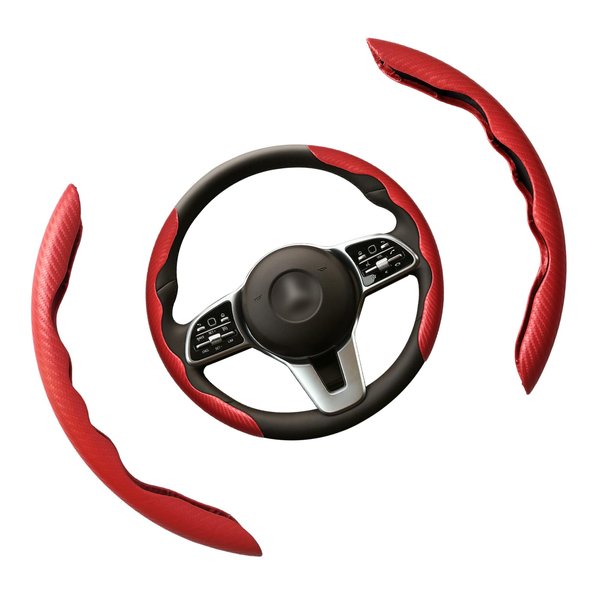 Car Interior Accessories Butterfly Steering Wheel Cover Car Carbon Fiber Anti-Skid Steering Wheel Cover (Red)