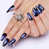 GLAMERMAID Press on Nails Almond,Black Gel False Nails with Butterfly Design,24 PCS Glue on Nails,Reusable Acrylic Stick on Nails Tips Manicure Set for Women,Night Butterfly