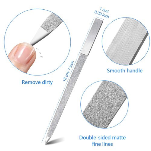 3 Pieces Diamond Nail File Set Stainless Steel Double Side Nail File Metal Sapphire Buffer File Manicure Files Natural Nail Emery Boards for Salon Home and Travel Women Men