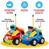 PREXTEX 2 Pack Cartoon Remote Control Cars - Police Car and Race Car for Toddlers - RC Cars for Kids with Different Frequencies - Easy Remote Control Toy for Boys and Girls - Toddler Gifts 18+ Months