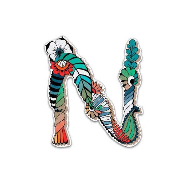 GT Graphics Letter N Floral Style - 8" Vinyl Sticker - for Car Laptop I-Pad - Waterproof Decal