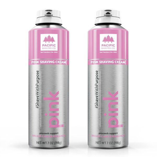 Pacific Shaving Company PINK Shaving Cream - Shave with Purpose - Safe & Natural Ingredients, Cruelty Free, Made in the USA - Pack of 2 (7 oz each)
