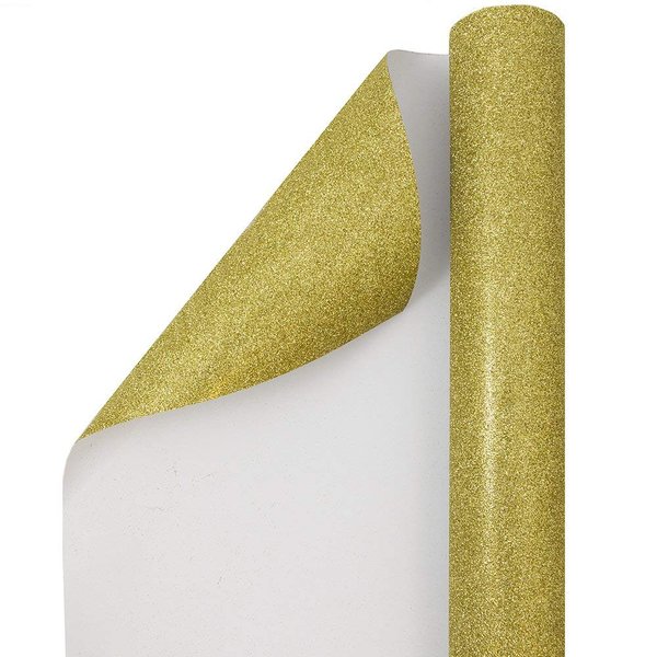 JAM Paper Gift Wrap - Glitter Wrapping Paper - 25 Sq Ft - Gold Glitter - Roll Sold Individually