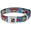 Buckle-Down Seatbelt Buckle Dog Collar - Penguin Superhero Blue Bubbles - 1.5" Wide - Fits 13-18" Neck - Small