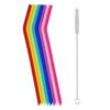 8 Pack - Reusable Regular Size Silicone Drinking Straws with 1 Cleaning Brushes, tifanso Extra long Flexible Coffee Drinking Standard Size Straws for 20oz and 30oz Tumblers and Mason Jars