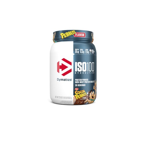 Dymatize x Cocoa Pebbles ISO100 Whey Protein Powder Isolate, 25g of Protein, 20 Servings, 5.5g BCAAs, 120 Cal., Gluten Free, 1g Fat, 1g Sugar, 2g Carb