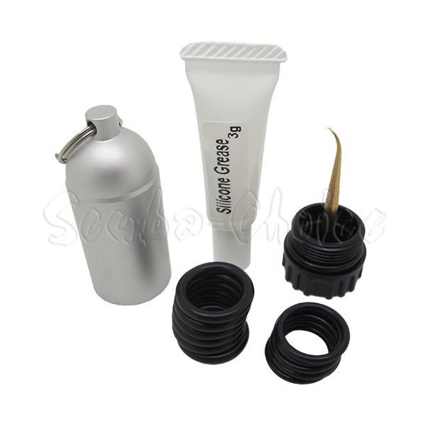 Scuba Choice Scuba Diving Mini Tank Key Ring with O-Rings and Silicone Grease 3g, Silver