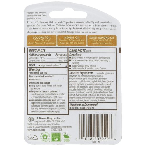 Palmer's Coconut Oil Lip Balm SPF 15, 0.15 Ounce