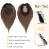 SEGO Hair Toppers for Women Real Human Hair With Bangs 7 * 13CM Silk Base 100% Remy Human Hair Clip in Top Wiglet Hair Pieces for Thinning Hair -12 Inch Dark Brown ombre Light Brown