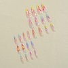 Press on Nails Almond Spring 24Pcs Glossy Full Cover Acrylic Medium False Nails with Flower Designs Artificial Reusable Almond Fake Nails with Charm Glue Stick on Fingernails for Women Girls