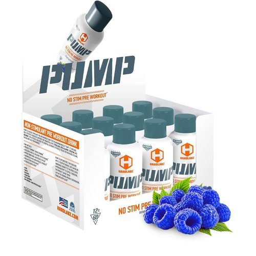 HARDLABZ Pump – Non-Stimulant Caffeine Free Powerful Liquid Pre-Workout Energy Shot with Citrulline, Beta-Alanine, Creatine, Arginine for Strength and Stamina, Zero Sugar, 2oz - 12 Pack