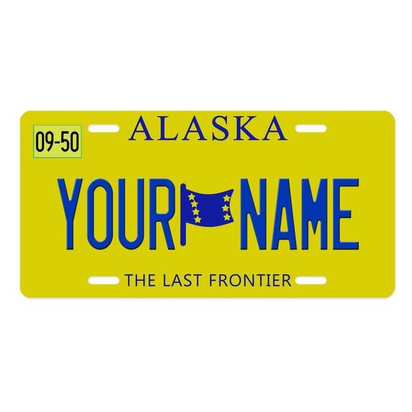 Bleu Reign Personalized License Plate 2016 Alaska Car Vehicle, Add Custom Name (6x12in)