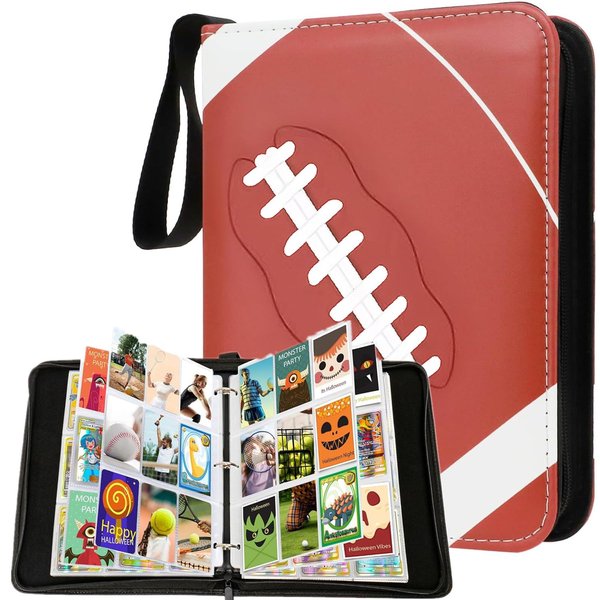 900 Pockets Trading Card Binder, Football Card Binder Album, Rugby Card Collector Album, PU Leather Card Collector Folder for MTG, Game Cards, Sports Cards (Football)