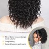 QGZ Ponytail Extension,Drawstring Ponytail for Black Women 14 Inch Synthetic Short Wavy Curly Layered Pony Tails Hair Extensions for Daily Use(Black)