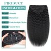 Brazilian Virgin Kinky Straight Clip in Human Hair Extensions 8Pcs/lot 120g With 18 Clips Yaki Straight Clip in Hair Extension Real Human Hair Natural Black Color For Black Women (18Inch)