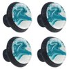 White and Teal Marble Cabinet Knobs 4 Pieces Drawer Kitchen Dresser Cupboard Wardrobe Unique Pulls Handles