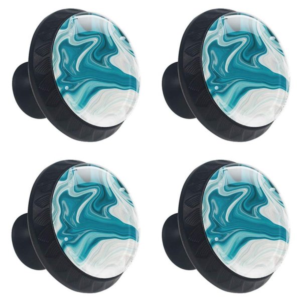 White and Teal Marble Cabinet Knobs 4 Pieces Drawer Kitchen Dresser Cupboard Wardrobe Unique Pulls Handles