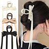 Bow Hair Claw Clips with Long Tail, Tassel Ribbon Hair Claw Clips Bow-knot Hair Clips for Women,3 Pcs