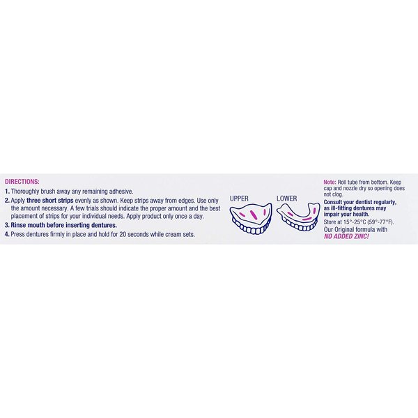 Effergrip Extra Strong Denture Adhesive Cream, Zinc Free, 2.5 oz - 2pc
