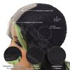 msloosily Highlight Synthetic Body Wave Wig Green Skunk Stripe Wig Synthetic Lace Front Wigs For Black Women 22inch Black And Green Wig Middle Part Wigs Fake Scalp Wavy Wig