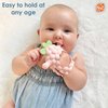 RaZbaby RaZberry Grip Silicone Teether Toy for 3M+ | Drop Resistant Hand Held Teether for Babies and Infants - Designed by Nature with Our Patented BerryBumps Multitextured Design | 3M+, Pink