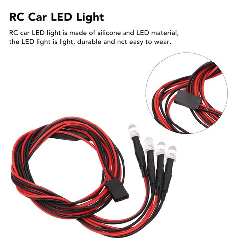 RC Car Light, 5 Sets 4 LED RC Car Light High Brightness Diameter 5mm White Red Light RC LED Lights Kits for Modified HeadlightsBody Parts