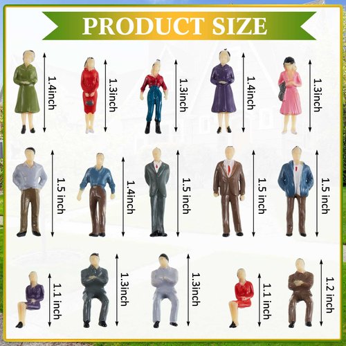 80 Pcs Mini People Figurines 1:50 Scale Model Trains Architectural Painted People Figures Tiny People Plastic Miniature Figurines Sand Tray Miniatures Sitting Standing Toy People for Miniature Scenes