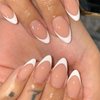 Generic White French Tip Nails Press on Long Almond Acrylic Fake Nails Mirror Oval Stick on Nails Full Cover Glue on Nails for Women DIY Manicure Decoration