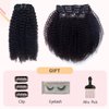 Vanalia Afro Kinky Curly Clip in Hair Extensions,3C 4A Clip Ins for African American Black Women,100% Remy human Hair,Double Wefted Natural Black, 9A 7 Pieces 18 Clips,120 Gram,14 Inch