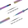 Ycyan 2Pcs Dual-ended Nail Design Brushes Rhinestone Handle UV Gel Nail Brush Set Professional Nail Art Tools Rainbow