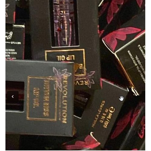 Revolution Bitten Kiss Lip Oil Hydrating Lip Oil with Vitamin E & Avocado Oil 0.16OZ (5ml), Black