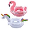 Fudragtn Inflatable Flamingo Unicorn Pool Floats for Kids, 2 Pack Swim Rings with Safety Seat and Handle, Pool Tubes for Floating, Fun Beach Floaties, Summer Party Pool Toys for Toddlers