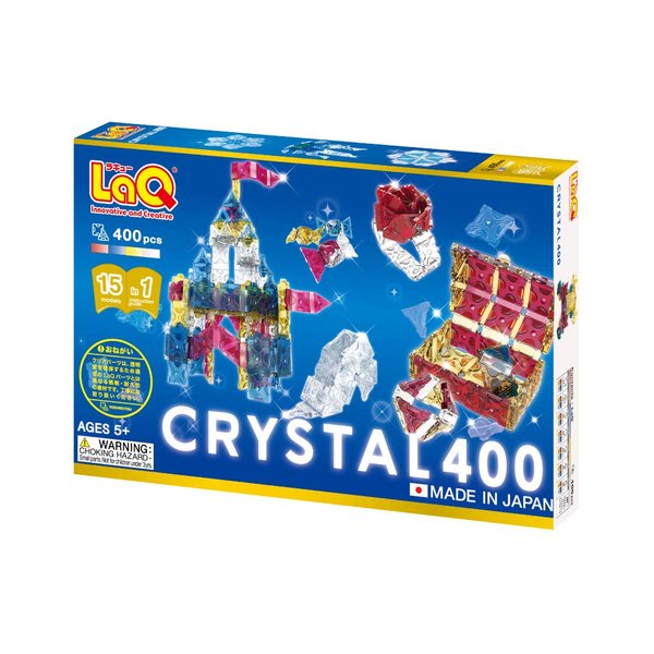 LaQ Crystal 400 | 400 Pieces | 15 Models | Age 5+ | Creative, Educational Construction Toy Block | Made in Japan