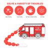 Cuebo Fire Rescue Truck Teether, Baby Construction Vehicles Teething Toys, Food Grade Silicone Teether with One-Piece Pacifier Clip Holder, BPA Free, Freezer Safe, 3 Months+, Fire Rescue Truck color