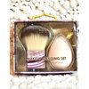 Nicole Miller Makeup Brush & Sponge Set, Kabuki Brush, Blending Sponge, Purple