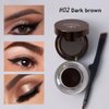 ELSOGO Eyeliner & Eyebrow Powder Makeup Set, Anti-Smudge Long Eyeliner Gel, Professional Waterproof Long-Lasting Eyeliner Brow Kit with Dual-ended Brush (02# Dark Brown)