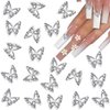 20Pcs Butterfly Nail Charms - 3D Nail Charms Y2K Silver Alloy Nail Rhinestones for Acrylic Nails Shiny Nail Crystals Nail Gems Nail Jewels for Nail Art DIY Nail Decorations (Silver Butterfly)