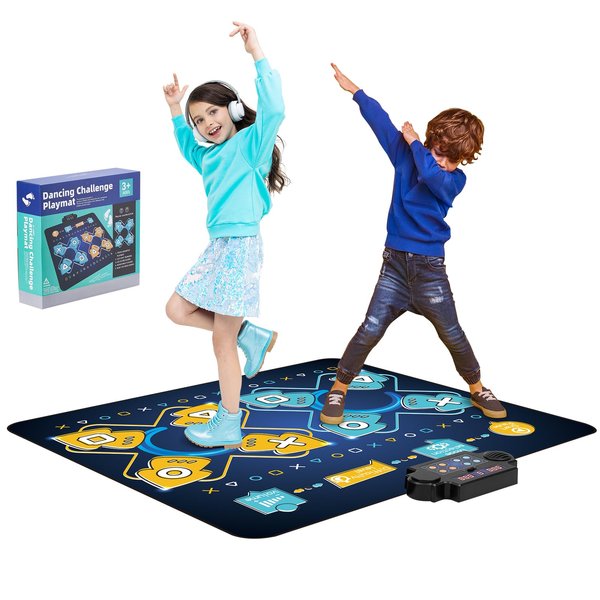 VEVOR Dance Mat, 8-Button Dance Mixer Rhythm Step Play Mat, Electronic Dance Pad with Single/Two Player Modes, Adjustable Volume, Built-in Music, 8 Challenge Levels, Toys Gifts for 3+ Year Old Girls