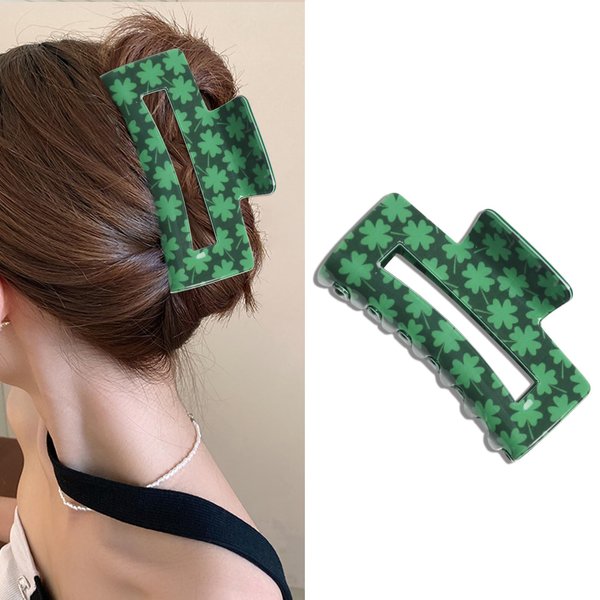 St. Patrick's Day Hair Clip Green Lucky Clover Hair Clip Hairpin Fashion Velvet Bangs Barrettes Solid Side Hair Clips for Girls and Women Hair Accessories for Green Lucky Clover Gift