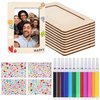 bovivanen Picture Frame Painting Craft Kit for 4" x 6" Photo, 10Pcs DIY Unfinished Wooden Picture Frames with 12Pcs Painting Color Pen and 4 Sheets Crystal Diamond Stickers for DIY Craft