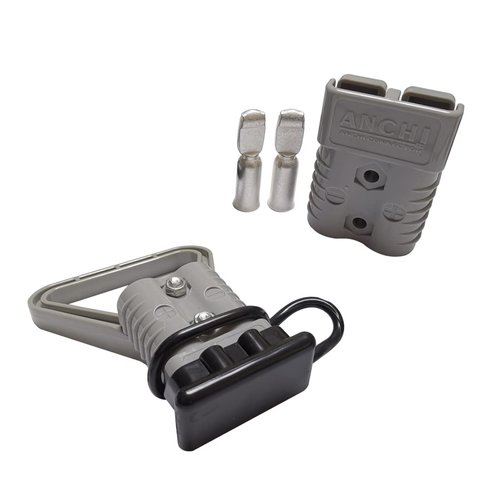 Kit 175 Amp 2Pcs Connectors Plugs 175A Quick Connect Disconnect 600 V+ 2 Pcs 175 amp Handle Battery Power Connector+2 Pcs Cover Dust (Grey, 4AWG)