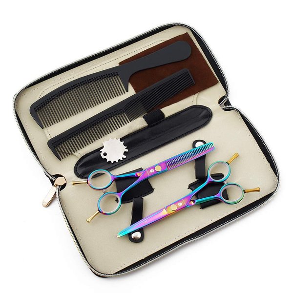 Hair Cutting Scissors Set Professional 5.5" Barber Haircutting Thinning/Texturizing Shears Kits,Trimming Scissor Hairdressing Stainless Steel Shear for Hairdresser