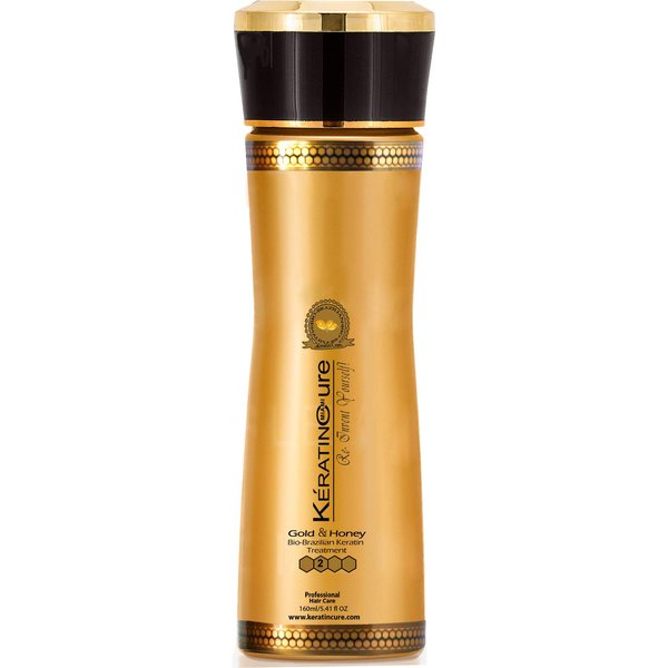 Keratin Cure Best Hair Treatment Gold & Honey Bio-Brazilian 5 Oz Kids, Men, Women, Teens Silky Soft Formaldehyde Free Complex Argan Oil Nourishing Straightening Damaged Dry Frizzy Coarse Curly Wavy