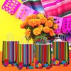 12pcs Mexican Fiesta Party Favor Bags Mexican Treat Bags Cinco De Mayo Candy Bag Floral Stripes Gift Goodie Bag for Flowers Birthday Party Taco Wedding Baby Shower Supplies Decorations 4.7*3.15*8inch